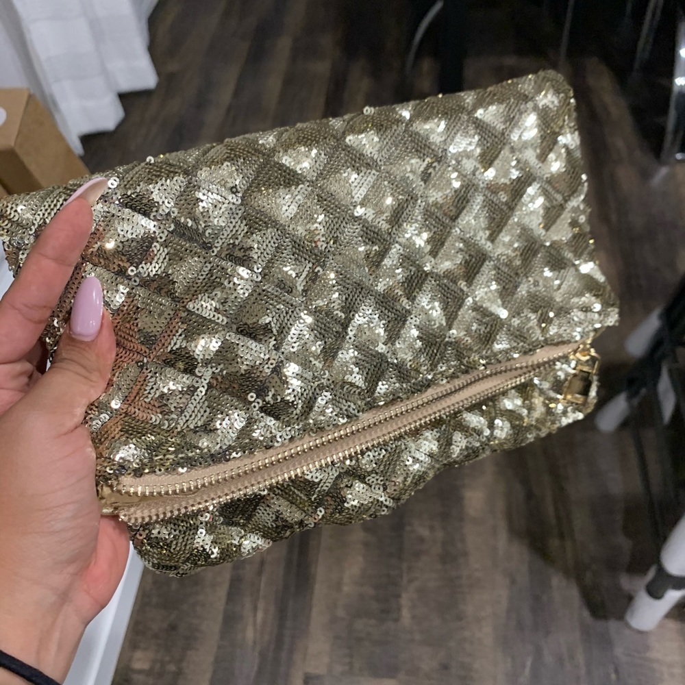 Gold bling embellished envelope wallet clutch